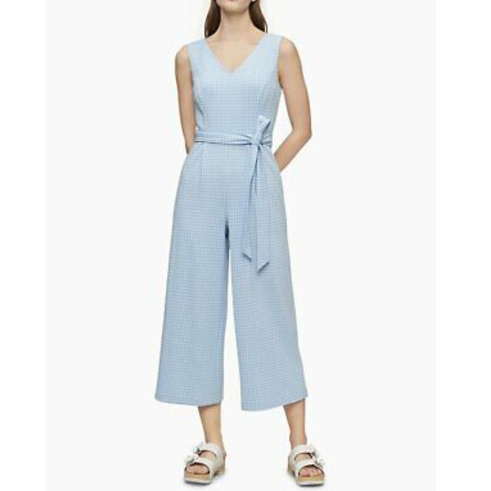 Calvin Klein Blue Gingham Jumpsuit